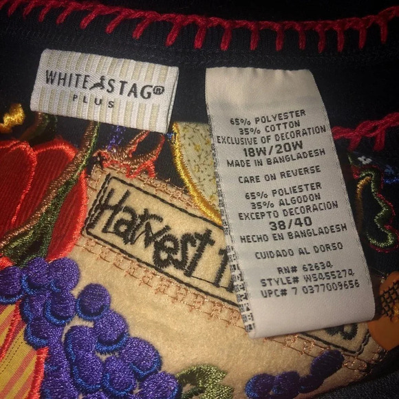 VINTAGE WHITE STAG Sz 18/20 Women's Plus Size Navy Blue Fall Harvest Sweatshirt - Picture 2 of 6